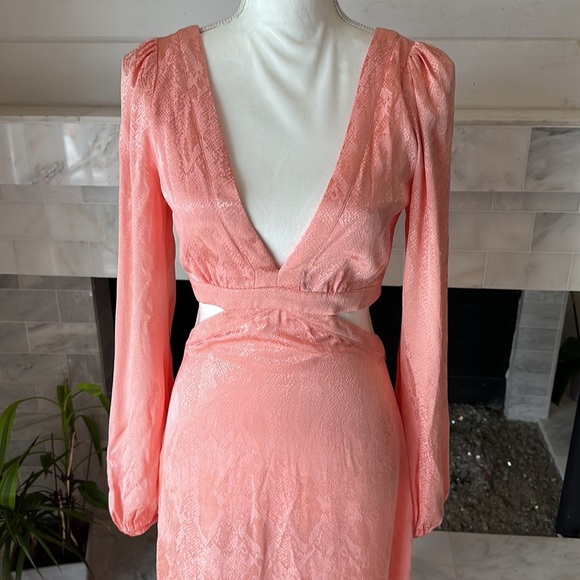 AFRM Norton Snake Blush Jacquard Cutout Sides & Back Midi Dress Size SP NWT - Picture 6 of 16
